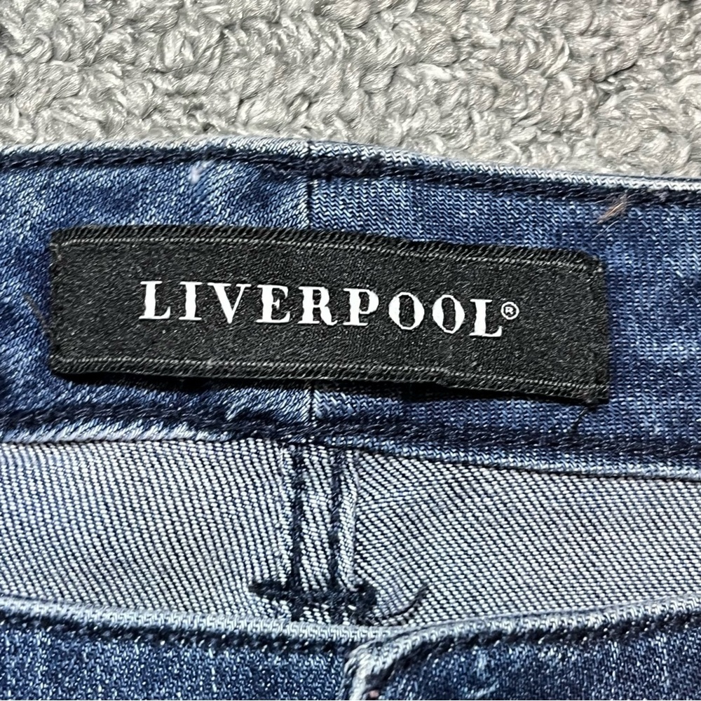 Liverpool The Crop Denim Jeans Womens Size 8 Blue Embroidered Raw Hems - Picture 6 of 15